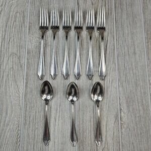 Oneida Georgian 1912 Silverplate‎ Forks Spoons Flatware Set 9 Pieces Vintage